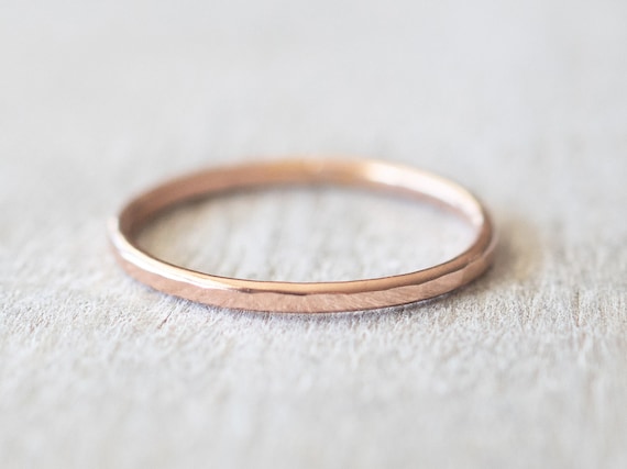 Thin Rose Gold Hammered Ring, Rose Gold Filled Ring, Dainty Ring, Delicate Ring, Midi Ring, 14k Rose Gold Rings for Women