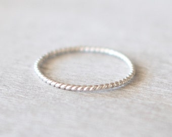 Super Thin Silver Twist Ring, Dainty Silver Ring, Silver Rope Ring, Sterling Silver Rings for Women