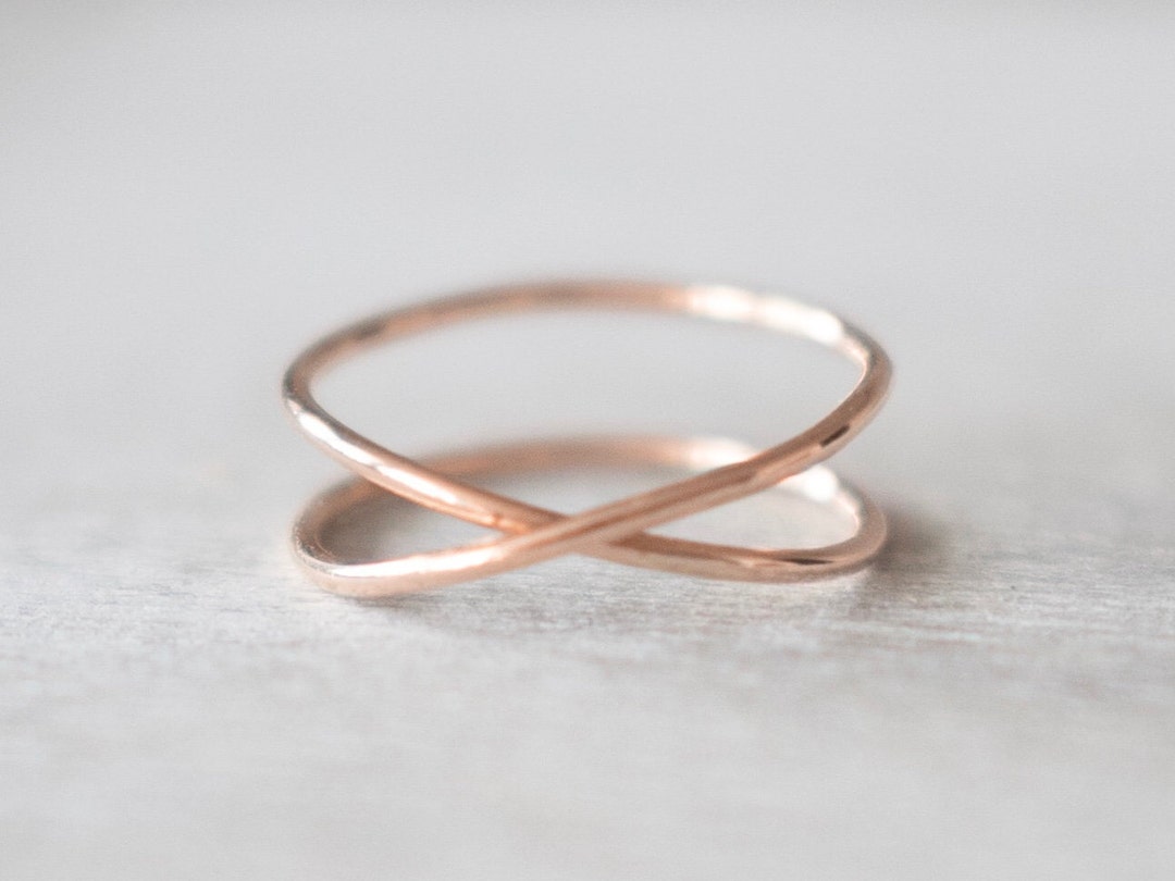 Buy Super Thin Rose Gold X Ring, Rose Gold Filled Ring, Criss Cross Ring,  Double Rings, 14k Rose Gold Rings for Women, Dainty Rose Gold Ring Online  in
