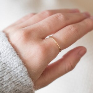 14k Solid Gold Super Thin Ring, Dainty Ring, Gold Hammered Ring, Gold Rings for Women, Wedding Ring, Engagement Ring, Anniversary Ring image 10