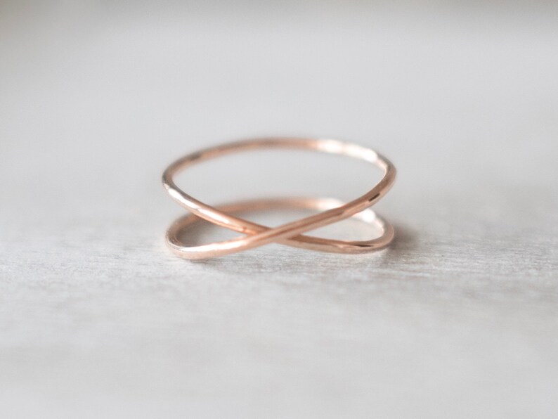 Super Thin Rose Gold X Ring Criss Cross Ring Double Rings Etsy
