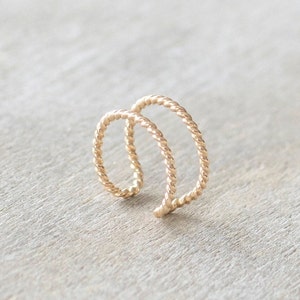 Gold Filled Double Hoop Ear Cuff, No Piercing Cuff Earrings, Fake Conch Earring, Cartilage Cuff, Dainty Jewelry Twist