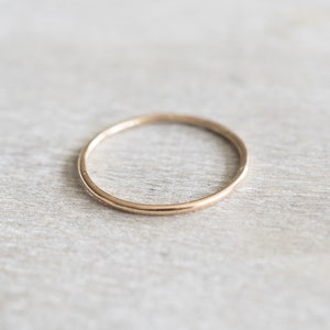 14k Solid Gold Super Thin Ring, Dainty Ring, Gold Hammered Ring, Gold Rings for Women, Wedding Ring, Engagement Ring, Anniversary Ring image 3