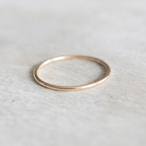 14k Solid Gold Super Thin Ring, Dainty Ring, Gold Hammered Ring, Gold Rings for Women, Wedding Ring, Engagement Ring, Anniversary Ring image 2