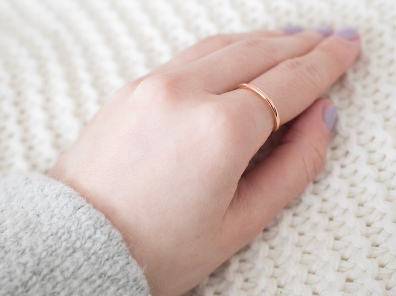 Rose Gold Filled Ring Set, Simple Rose Gold Minimal Rings, Stacking Ring Set, Rose Gold Rings for Women image 3