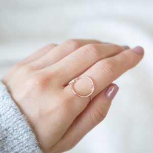 Super Thin Rose Gold Open Circle Ring, Dainty Rose Gold Filled Ring, Rose Gold Rings for Women, Rose Gold Stackable Rings, 14k Gold Ring image 3