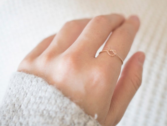 Super Thin Rose Gold Rope Knot Ring, Rose Gold Filled Ring, Friendship  Ring, Bridesmaid Rings, Best Friend Ring, 14k Rings for women