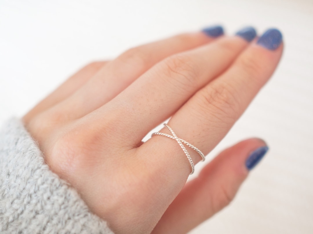 Super Thin Silver Twist X Ring, Sterling Silver Ring, Dainty