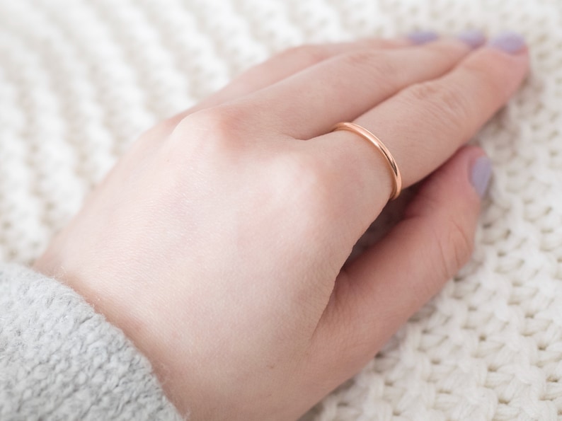 Simple Rose Gold Ring, Rose Gold Filled Stacking Rings, Pink Gold Ring, Rose Gold Band, 14k Rose Gold Rings for Women image 1