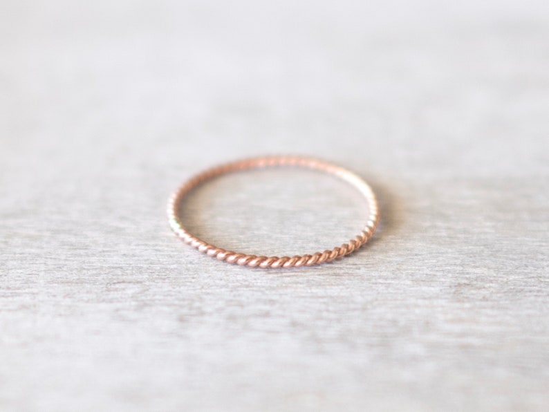 Super Thin Rose Gold Twist Ring Pink Gold Ring Rose Gold Filled Stackable Rings Delicate Rose