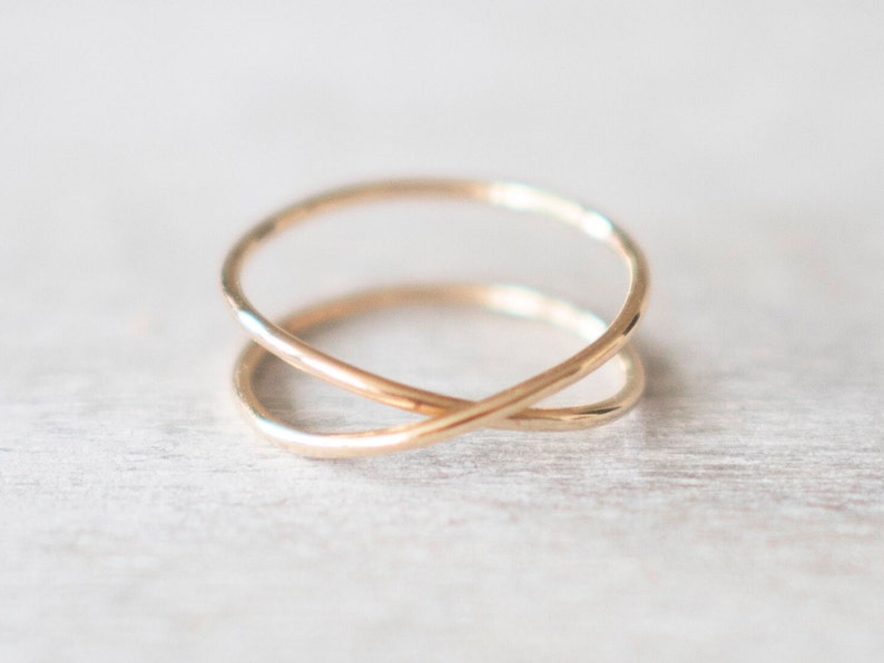 Super Thin Gold X Ring, Gold Rings for Women, Criss Cross Ring, Gold Filled Ring, Dainty Ring, 14k Gold Ring, Delicate Ring image 2