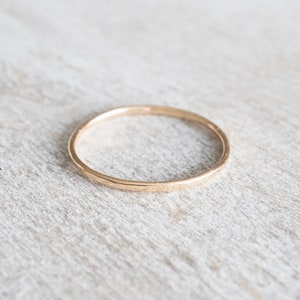 14k Solid Gold Super Thin Ring, Dainty Ring, Gold Hammered Ring, Gold Rings for Women, Wedding Ring, Engagement Ring, Anniversary Ring image 8