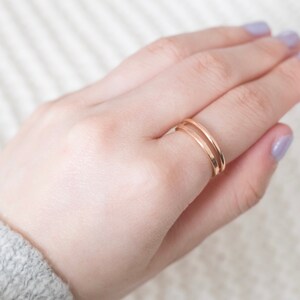 Rose Gold Filled Ring Set, Simple Rose Gold Minimal Rings, Stacking Ring Set, Rose Gold Rings for Women image 2