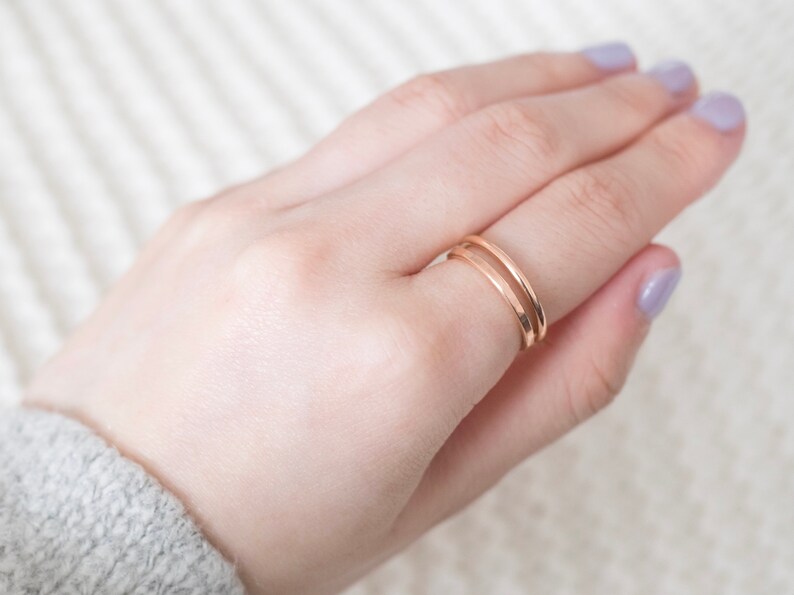 Rose Gold Filled Ring Set, Simple Rose Gold Minimal Rings, Stacking Ring Set, Rose Gold Rings for Women image 2