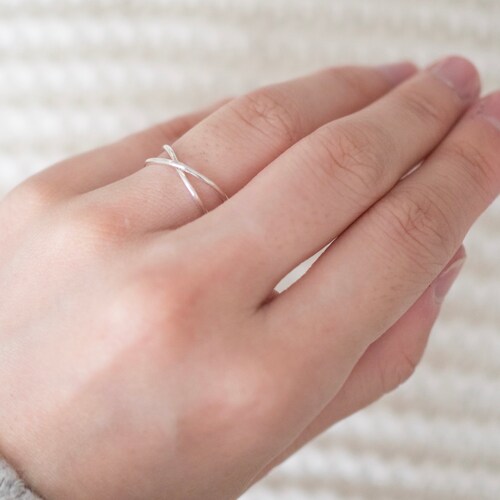 Super Thin Silver X Ring, Criss Cross Ring, Double Rings