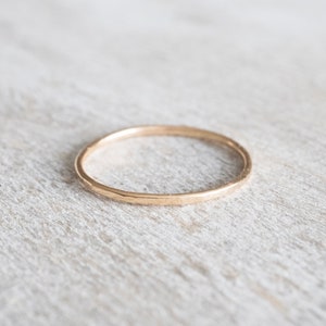 14k Solid Gold Super Thin Ring, Dainty Ring, Gold Hammered Ring, Gold Rings for Women, Wedding Ring, Engagement Ring, Anniversary Ring image 7