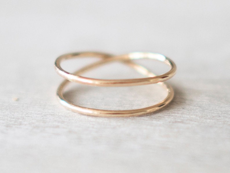 Super Thin Gold X Ring, Gold Rings for Women, Criss Cross Ring, Gold Filled Ring, Dainty Ring, 14k Gold Ring, Delicate Ring image 3