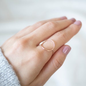 Super Thin Rose Gold Open Circle Ring, Dainty Rose Gold Filled Ring, Rose Gold Rings for Women, Rose Gold Stackable Rings, 14k Gold Ring image 4