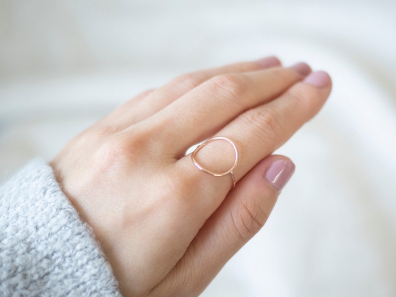 Super Thin Rose Gold Open Circle Ring, Dainty Rose Gold Filled Ring, Rose Gold Rings for Women, Rose Gold Stackable Rings, 14k Gold Ring image 4