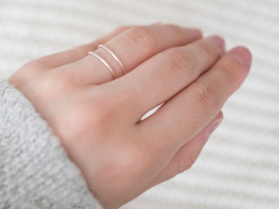 Double Line Cross Ring【Casual】（Silver） Double Sideways Cross Christian Ring New .925 Sterling