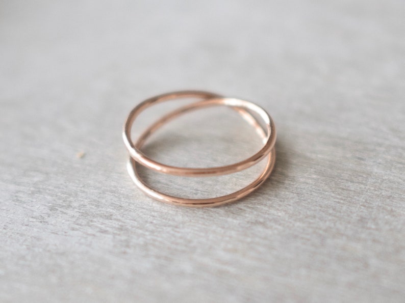 Super Thin Rose Gold X Ring Criss Cross Ring Double Rings Etsy