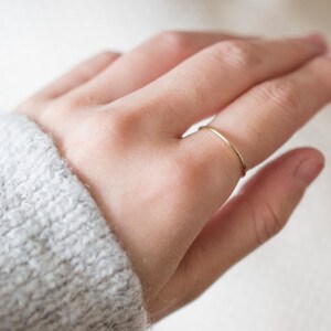 14k Solid Gold Super Thin Ring, Dainty Ring, Gold Hammered Ring, Gold Rings for Women, Wedding Ring, Engagement Ring, Anniversary Ring image 5