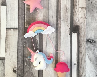 Unicorn garland, felt unicorn, felt unicorn garland, unicorn decor, unicorn themed decor, unicorn mobile, felt unicorn mobile