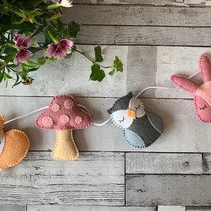 Woodland nursery decor, Woodland garland, felt garland, felt woodland garland, woodland theme garland, woodland theme felt garland