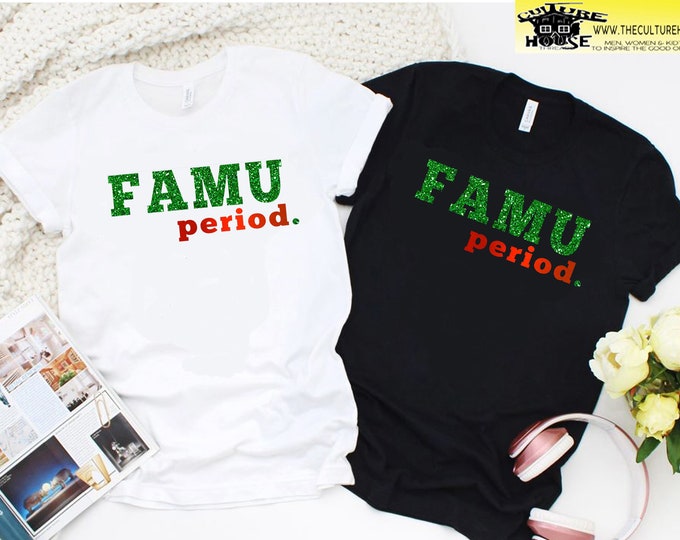 FAMU Rattlers FAMU PERIOD- Women's  TShirt (Glitter Metallic)