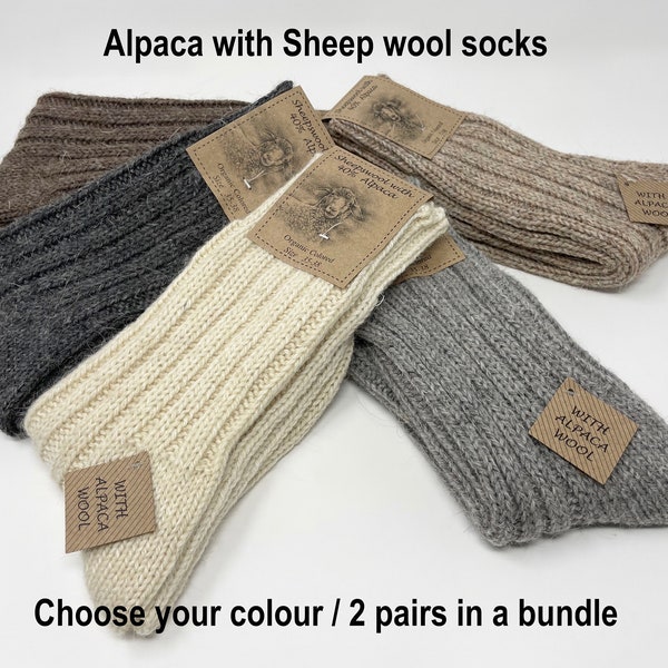 Natural Alpaca Wool with Sheep Wool socks,Alpaca socks,Trekking socks,Unisex socks,Sheepskin Slippers,Woollen socks,Winter socks