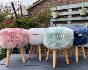 Sheepskin Stool Sheepskin Ottoman Chair,White Sheepskin Black Sheepskin Pink Sheepskin Grey Sheepskin Cowhide,Deer,Reindeer,Oyster Sheepskin