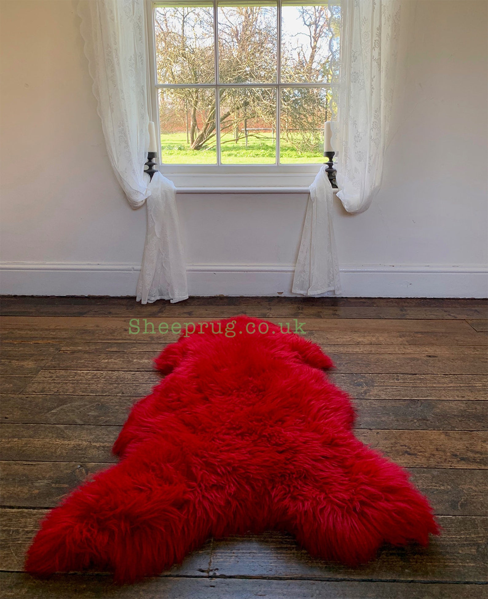 Red Sheepskin Rug Fur Leather 100 Natural Wool Made of Etsy
