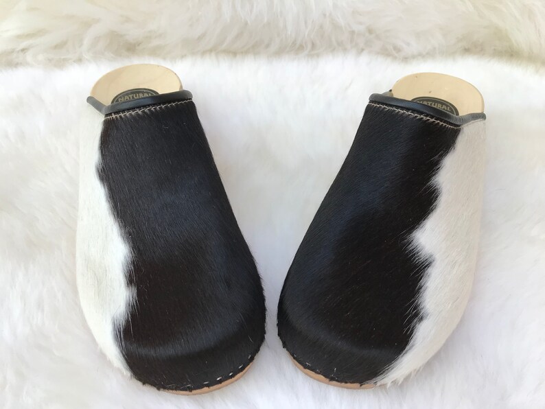 cow skin clogs