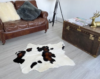 Brown and White Cowhide rug Calf rug leather hide 100% Natural,White Black Cowhide,Sheepskin,Reindeer rug,Fallow Deer rug ... and many more