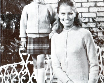 Padrão de tricô de cardigã raglan