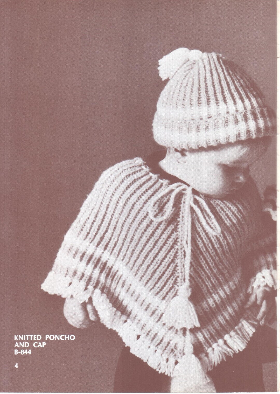 Knitted Poncho and Cap Pattern - Etsy Ireland