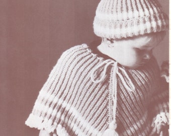 Poncho de malha e padrão de boné