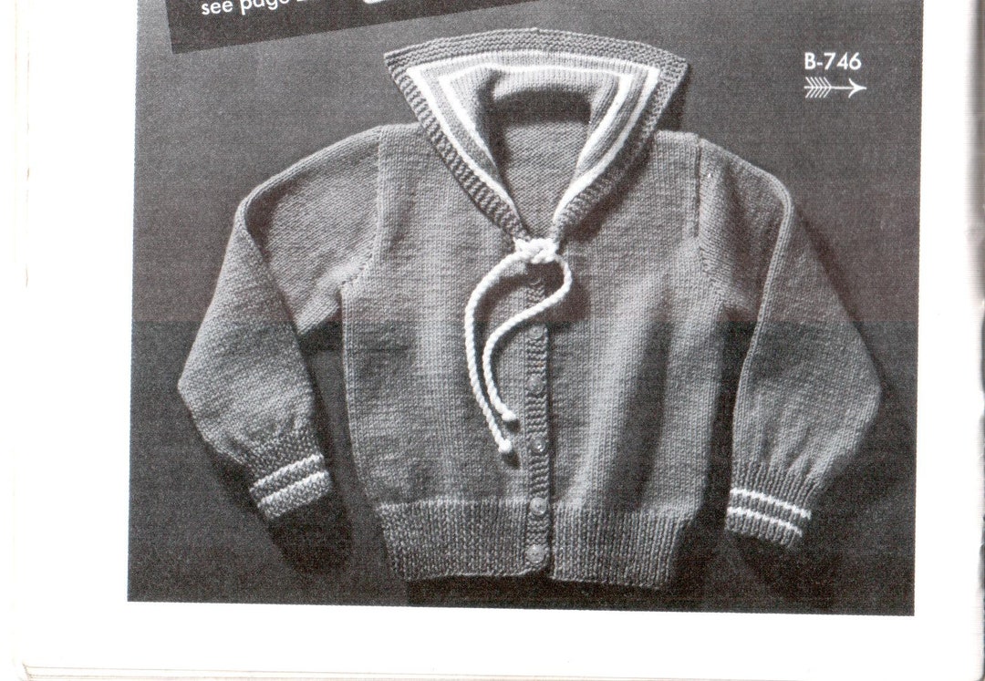 Sailor Collar Cardigan Knitting Pattern Etsy