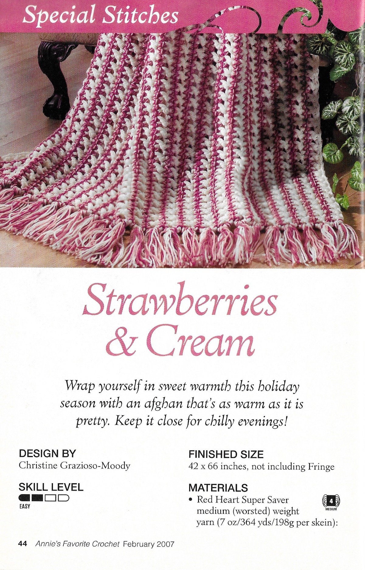 Strawberries and Cream Blanket Throw Pattern DIGITAL DOWNLOAD 