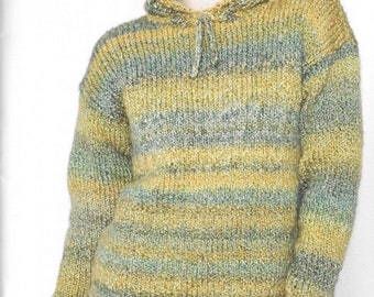 Hooded Knitted Sweater Pattern- DIGITAL DOWNLOAD Homespun Warmth