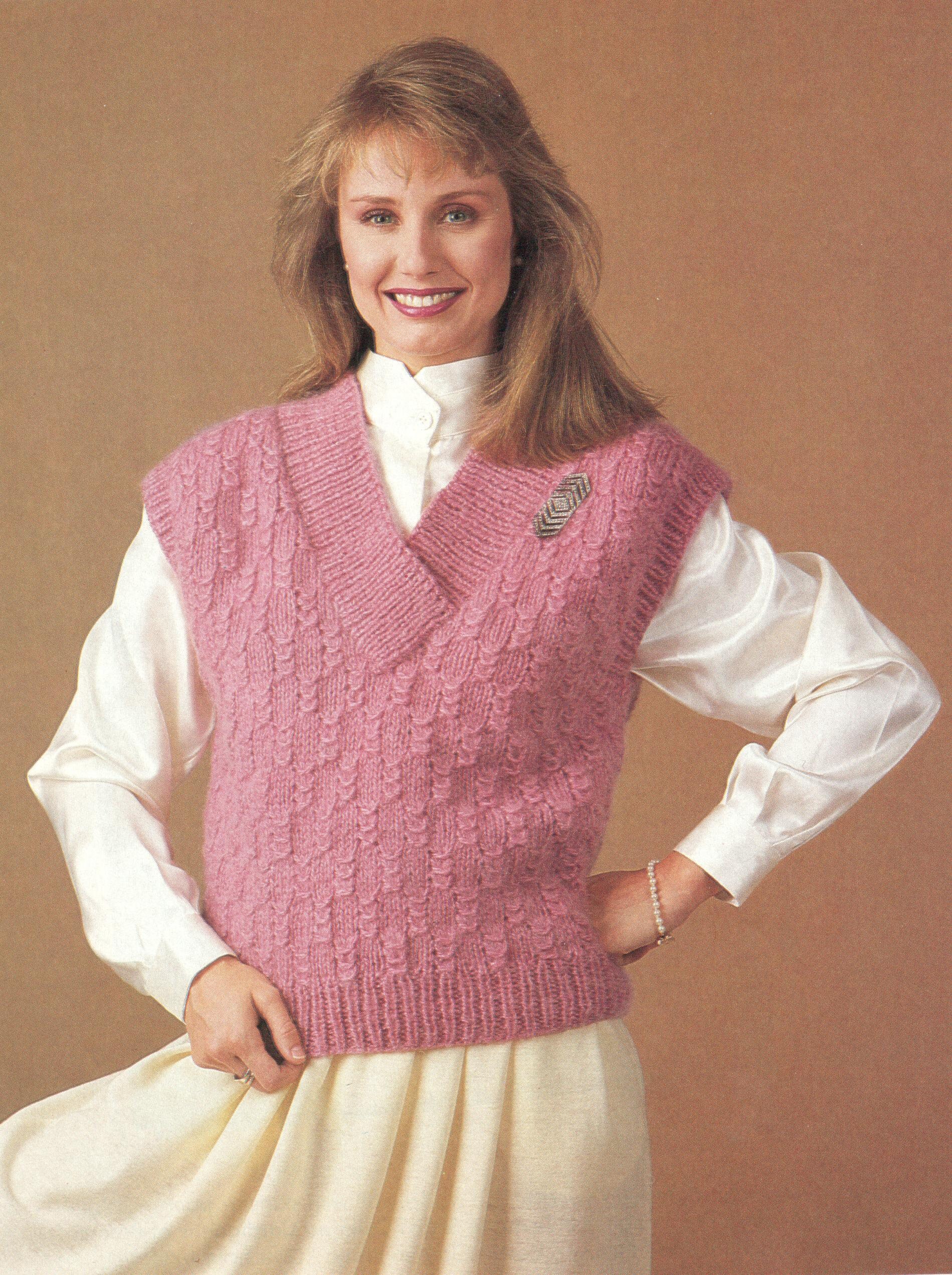 women's v neck vest knitting pattern