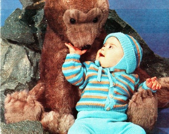 Padrão de tricô para roupa de bebê listrada