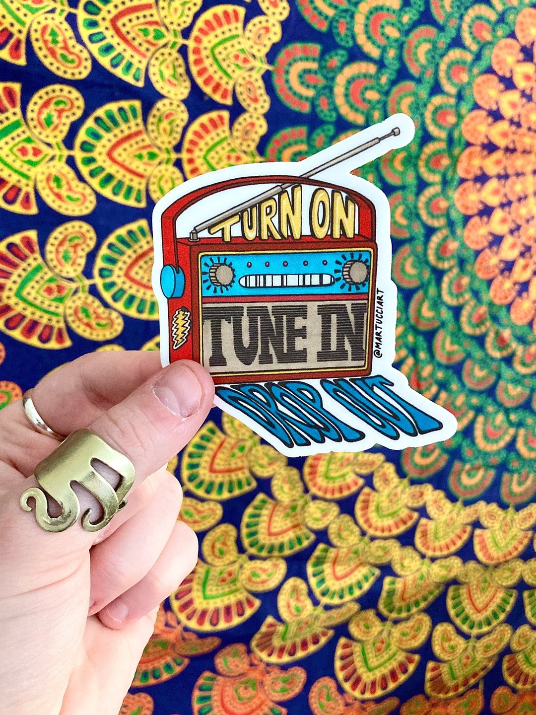 Turn on Tune in Drop Out Sticker // Timothy Leary Quote // Radio