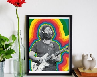 Jerry Garcia Portrait Art Print // Jerry Garcia // Grateful Dead // Portrait // Art Print // Wall Art // Wall Decor // Guitar // Musician
