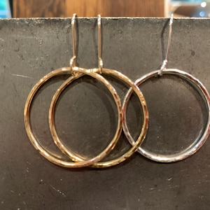 Medium gold fill hammered hoops