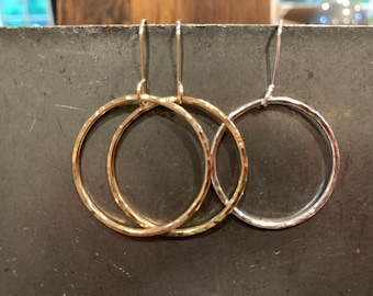 Medium gold fill hammered hoops