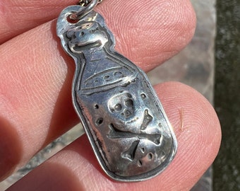 Silver poison bottle necklace MTO
