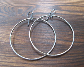 Large light boho hoops with patina