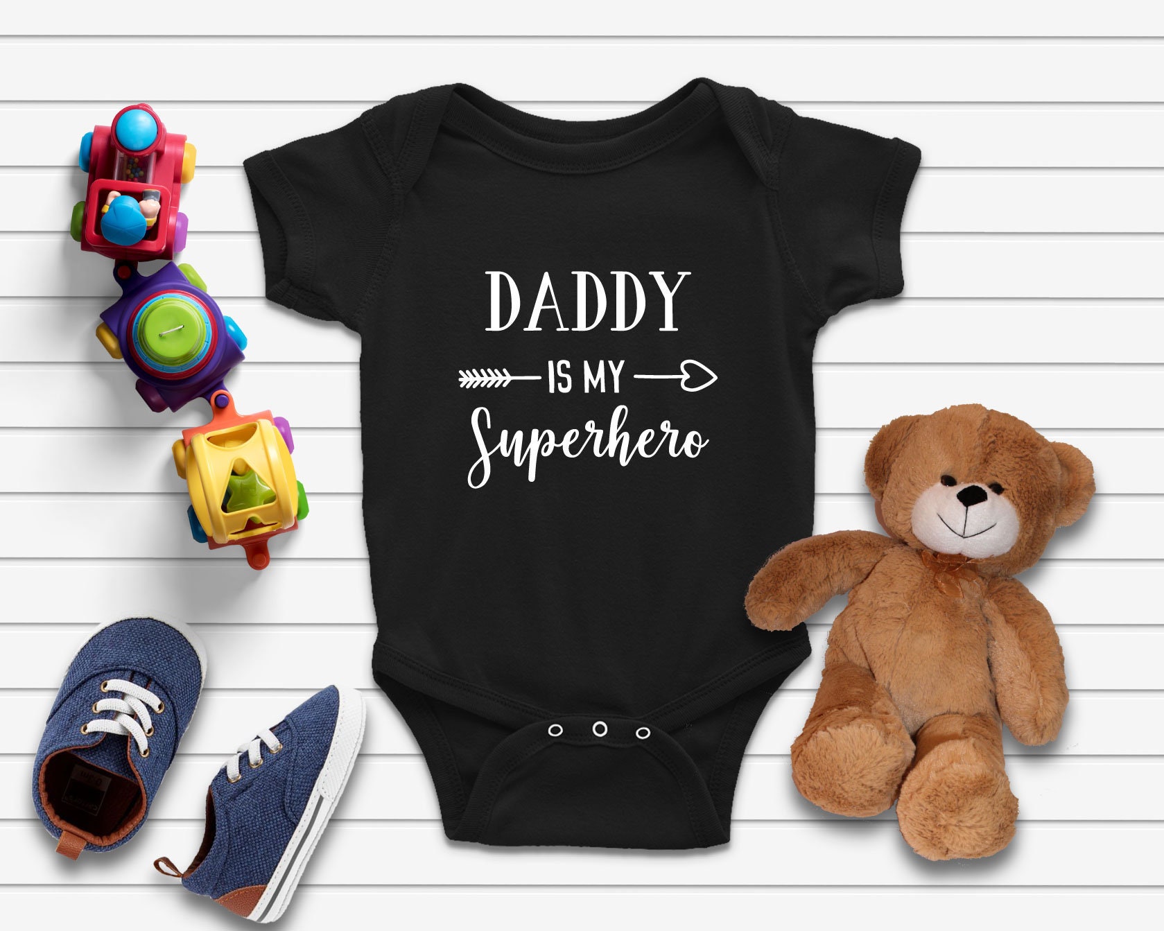 Personalised Baby Vest Bodysuit Funny Who Needs A Superhero When You Have Daddy