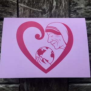 Madre Teresa Card World Peace Covid-19 Suffering Love One another Prayer Forgiveness Spiritual Kindness Original Art